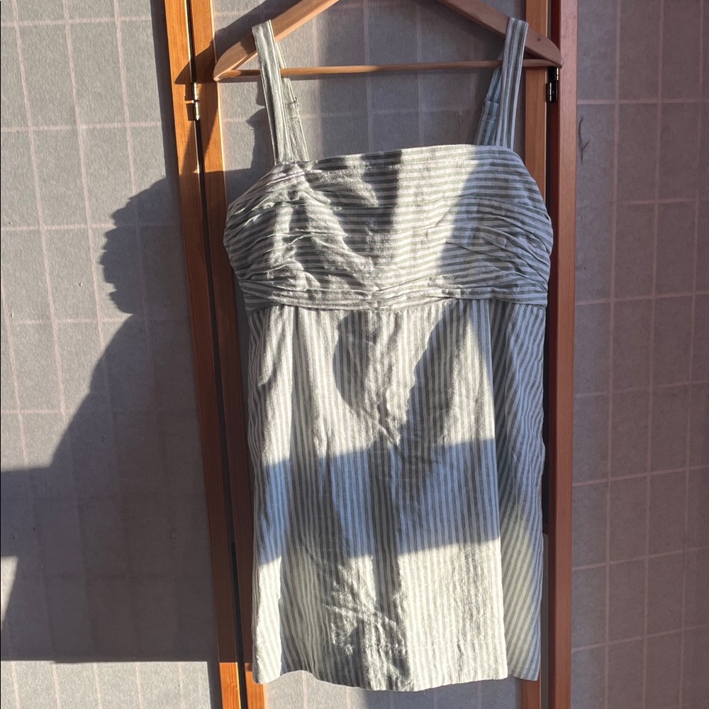 Abercrombie & Fitch Striped green and while linen feel dress LT